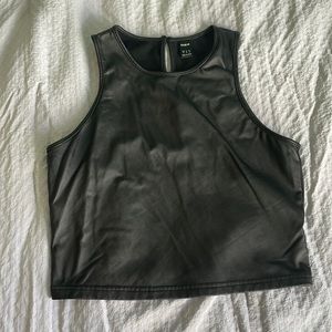 Faux Leather Crop Top - Size XL